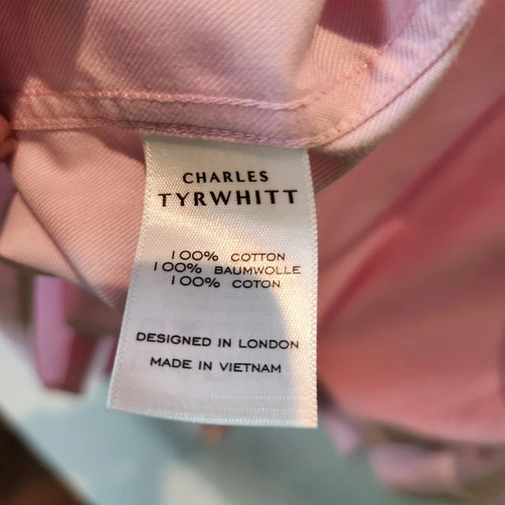Charles Tyrwhitt Pink‎ Non-Iron Dress Shirt Classic Fit 19/37 Cotton Twill Mens